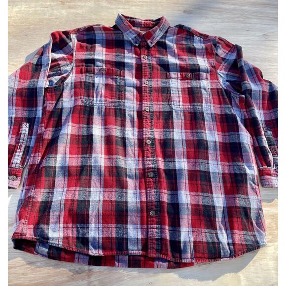 Duluth Trading Co.‎ Flannel Button Up Long Sleeve Shirt Men's Red Plaid 2XL Tall - Picture 2 of 6